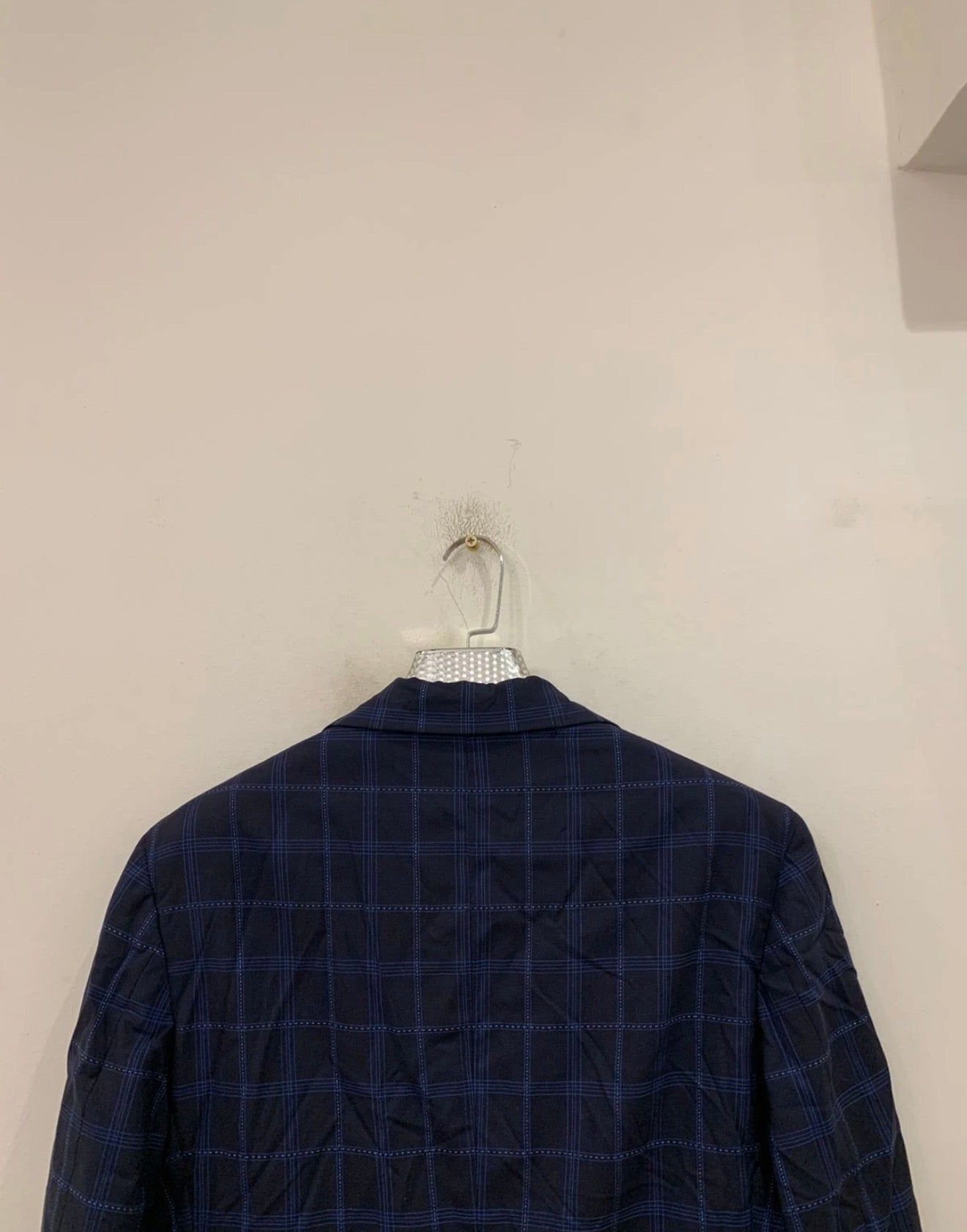 1970s Vintage dated all worsted wool Windowpane navy classic jacket blazer 38L