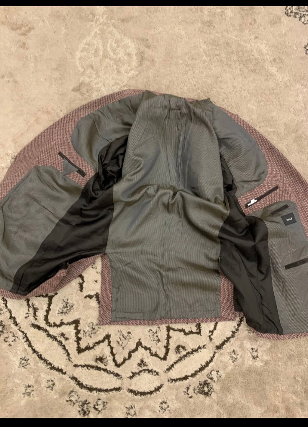 Classic pure wool camouflage burgundy unique jacket blazer 46R 46L XL