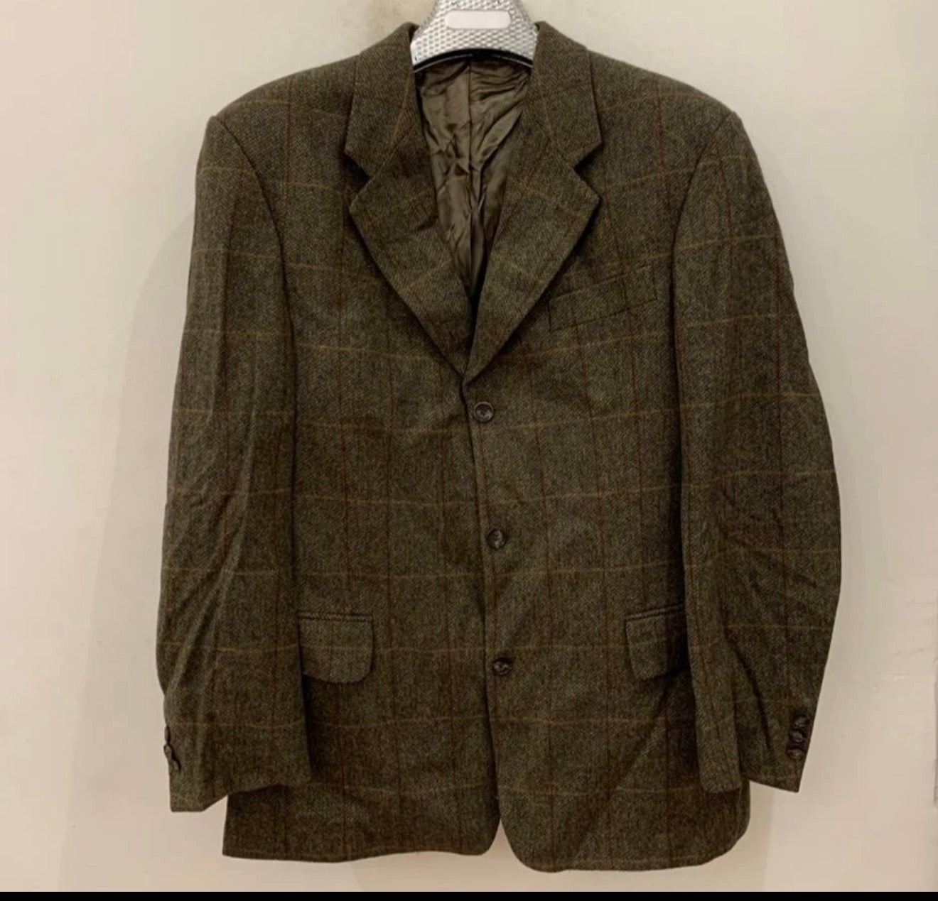 Vintage Daniel Hechter pure wool Tweed Windowpane hunting jacket blazer 40R