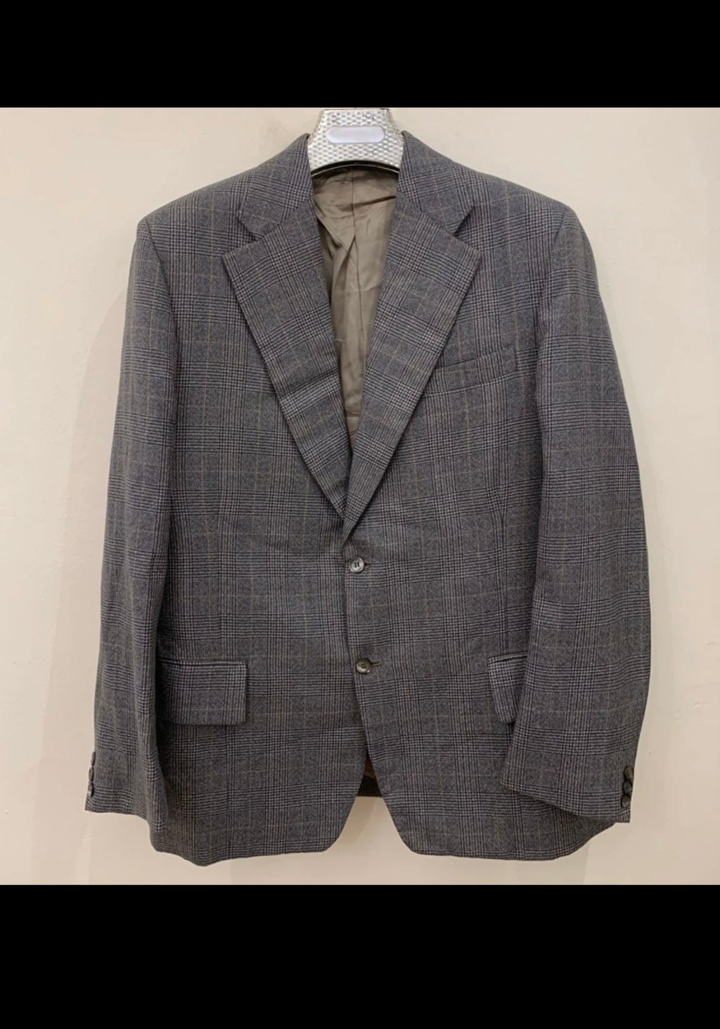 1970s Vintage all worsted wool glen check classic charcoal jacket blazer 40R