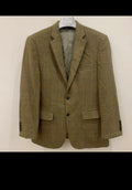 Vintage pure wool handwoven Tweed Windowpane green hunting jacket blazer 40R