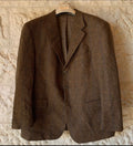 Vintage pure wool tweed Windowpane brown classic jacket blazer 46R XL