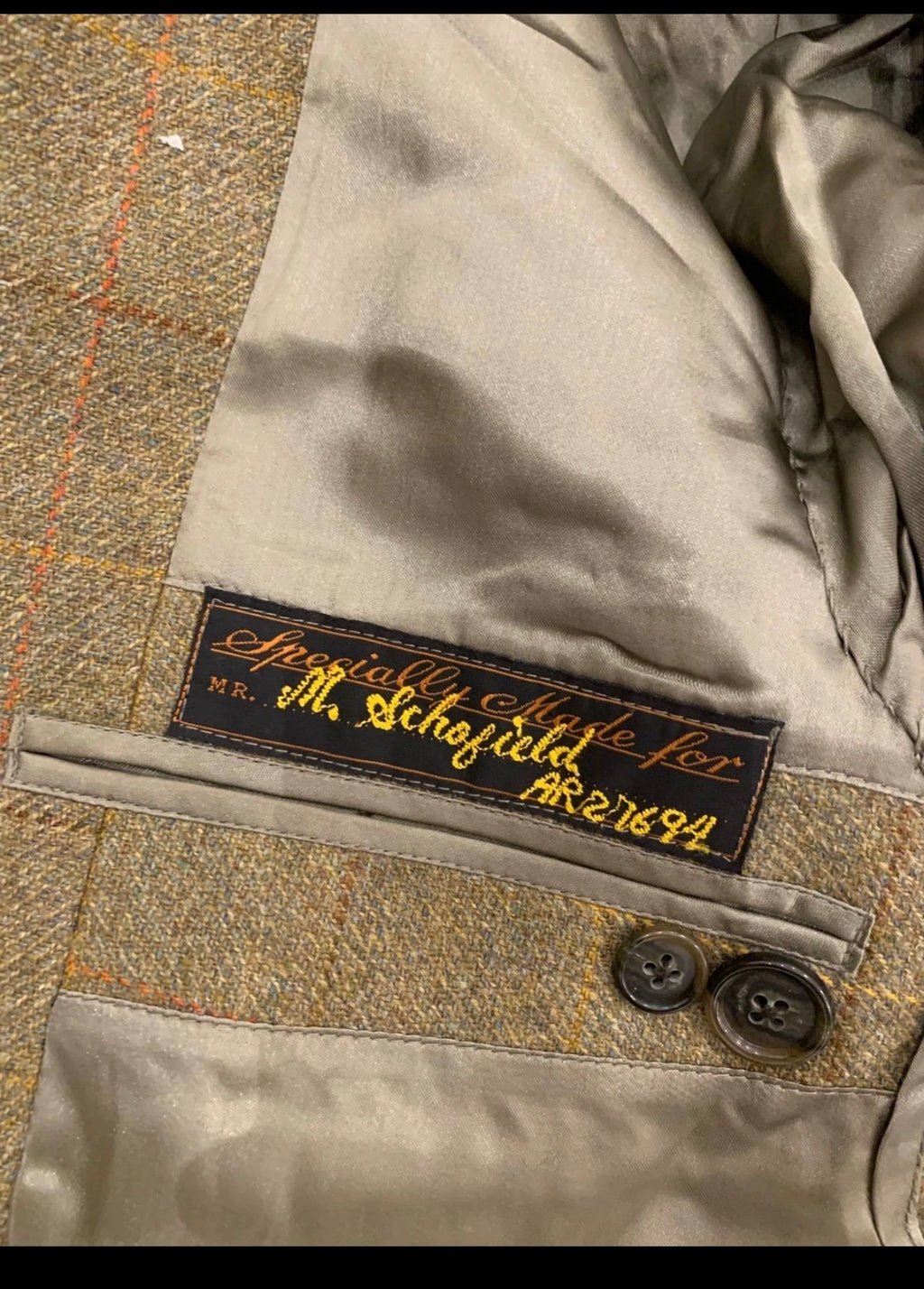 Vintage pure wool handwoven Tweed Windowpane green hunting jacket blazer 40R