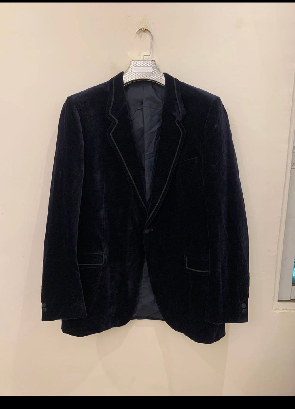 Vintage Classic 100% cotton velvet navy Tuxedo suit jacket blazer 42L