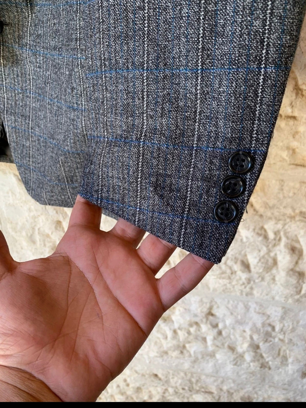 Vintage Westbury pure wool Windowpane charcoal hunting jacket blazer 38R
