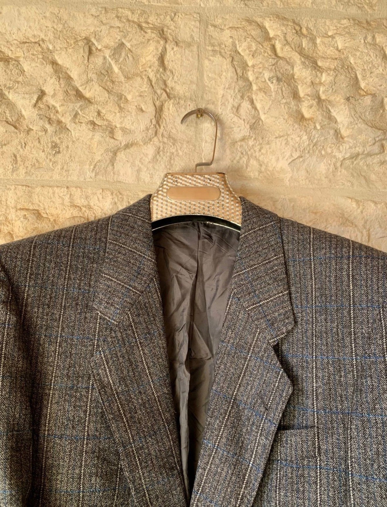 Vintage Westbury pure wool Windowpane charcoal hunting jacket blazer 38R
