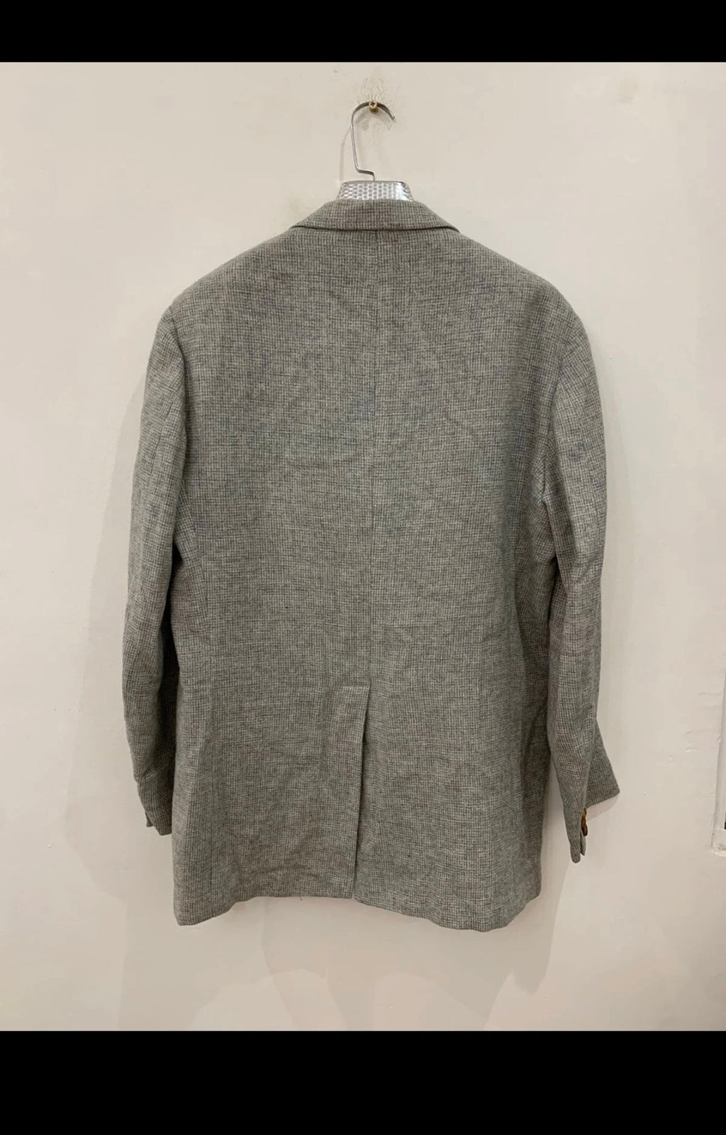 1970s Vintage pure wool handwoven tweed classic gray hunting jacket blazer 42L