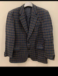 Vintage pure wool handwoven tweed camouflage plaid classic jacket blazer 44R