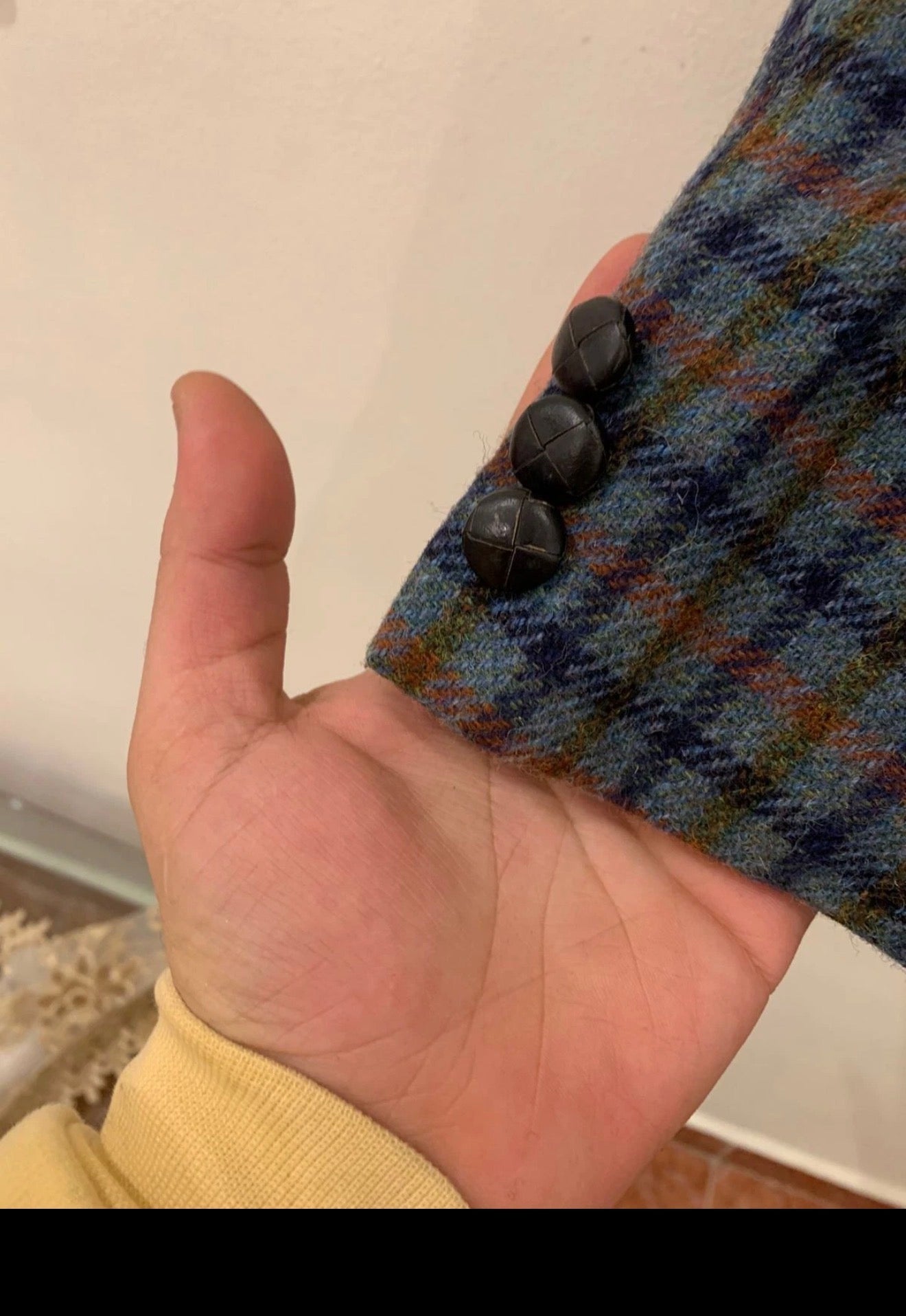 Vintage pure wool handwoven tweed camouflage plaid classic jacket blazer 44R