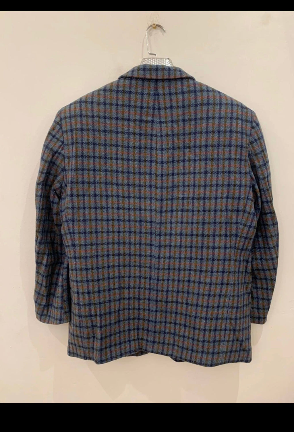 Vintage pure wool handwoven tweed camouflage plaid classic jacket blazer 44R