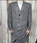 1970s vintage Windowpane pure wool handwoven tweed classic over coat 46R