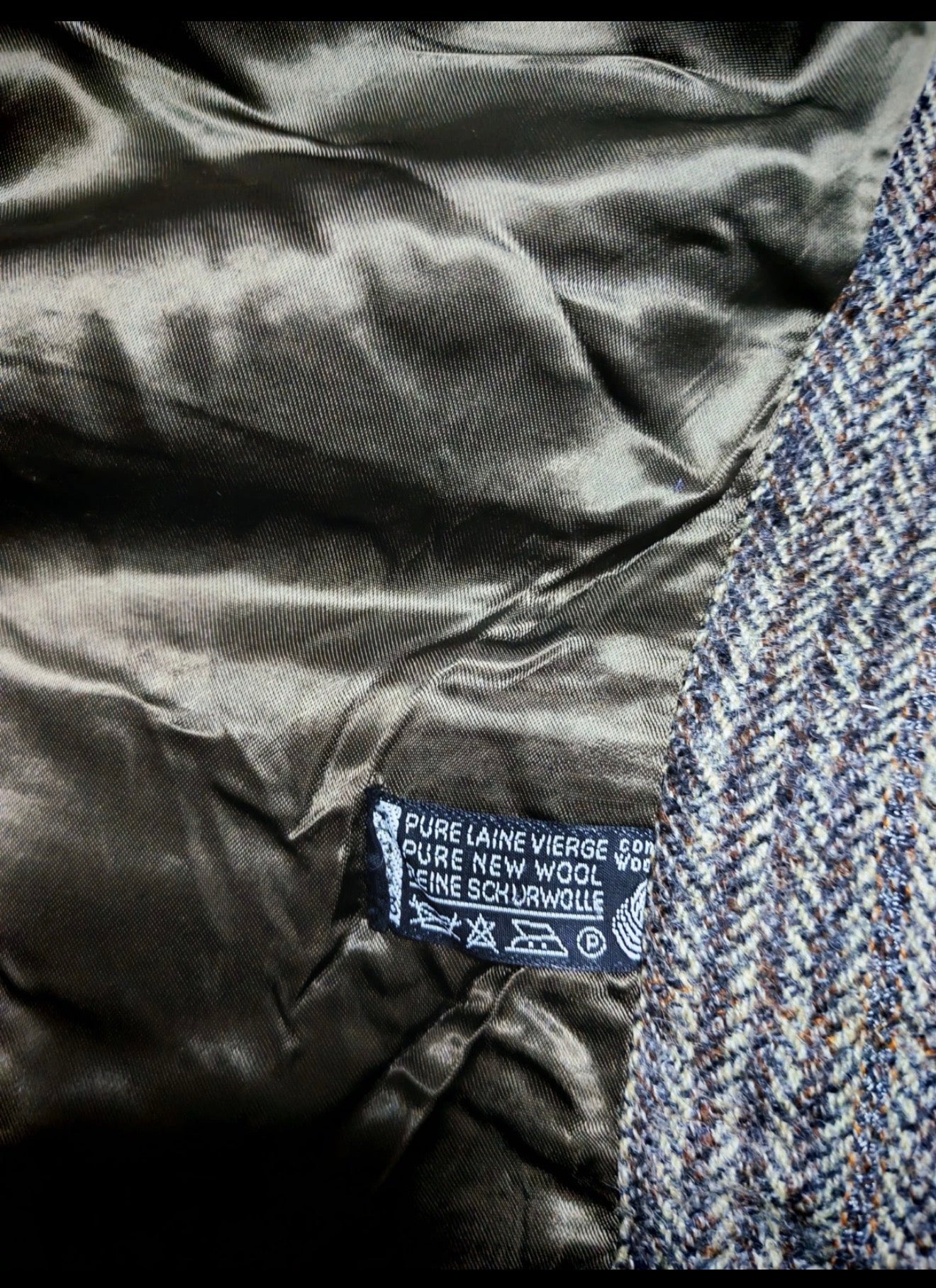 1970s vintage Windowpane pure wool handwoven tweed classic over coat 46R