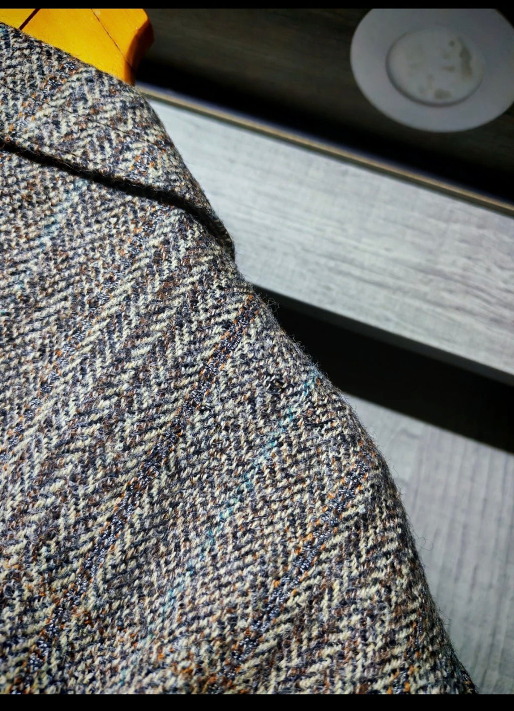1970s vintage Windowpane pure wool handwoven tweed classic over coat 46R