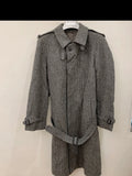 1970s Vintage pure wool handwoven tweed belted gray raglan over coat 40R 40L