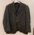 Vintage pure wool handwoven Tweed Windowpane charcoal hunting jacket blazer 44R