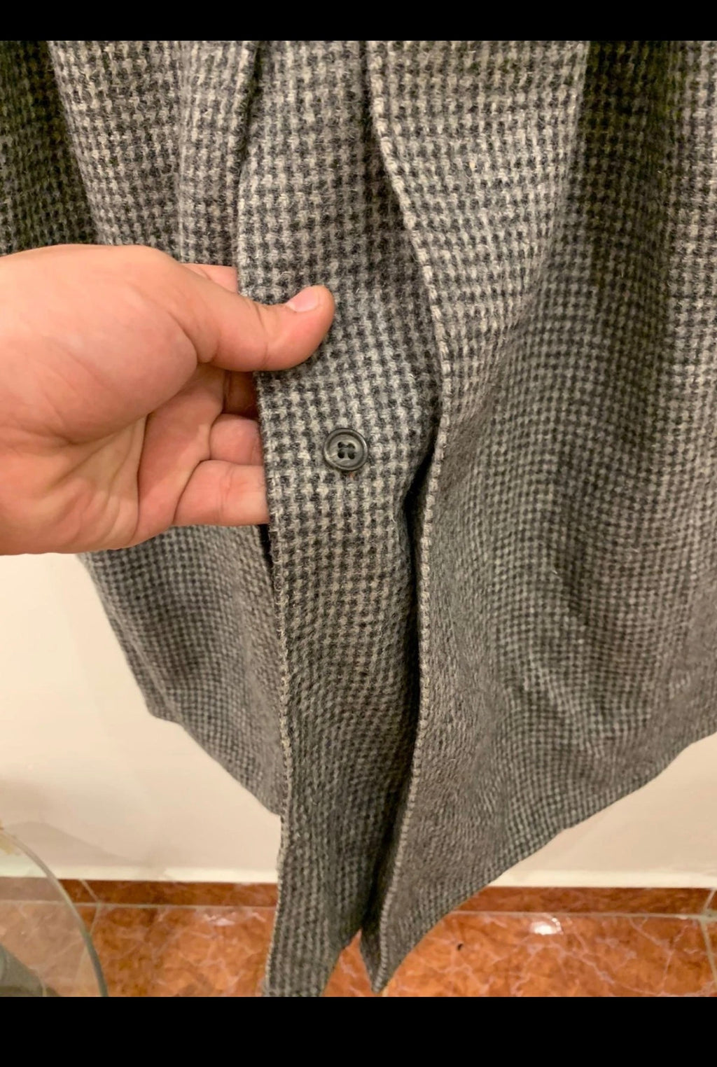 1970s Vintage pure wool handwoven tweed belted gray raglan over coat 40R 40L