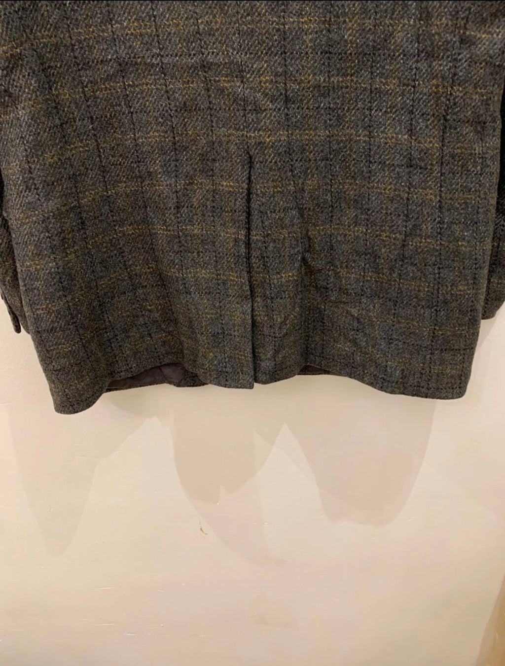 Vintage pure wool handwoven Tweed Windowpane charcoal hunting jacket blazer 44R