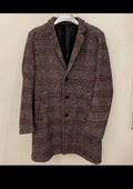 Classic style wool blend glen check brownish burgundy over coat 44R 44L