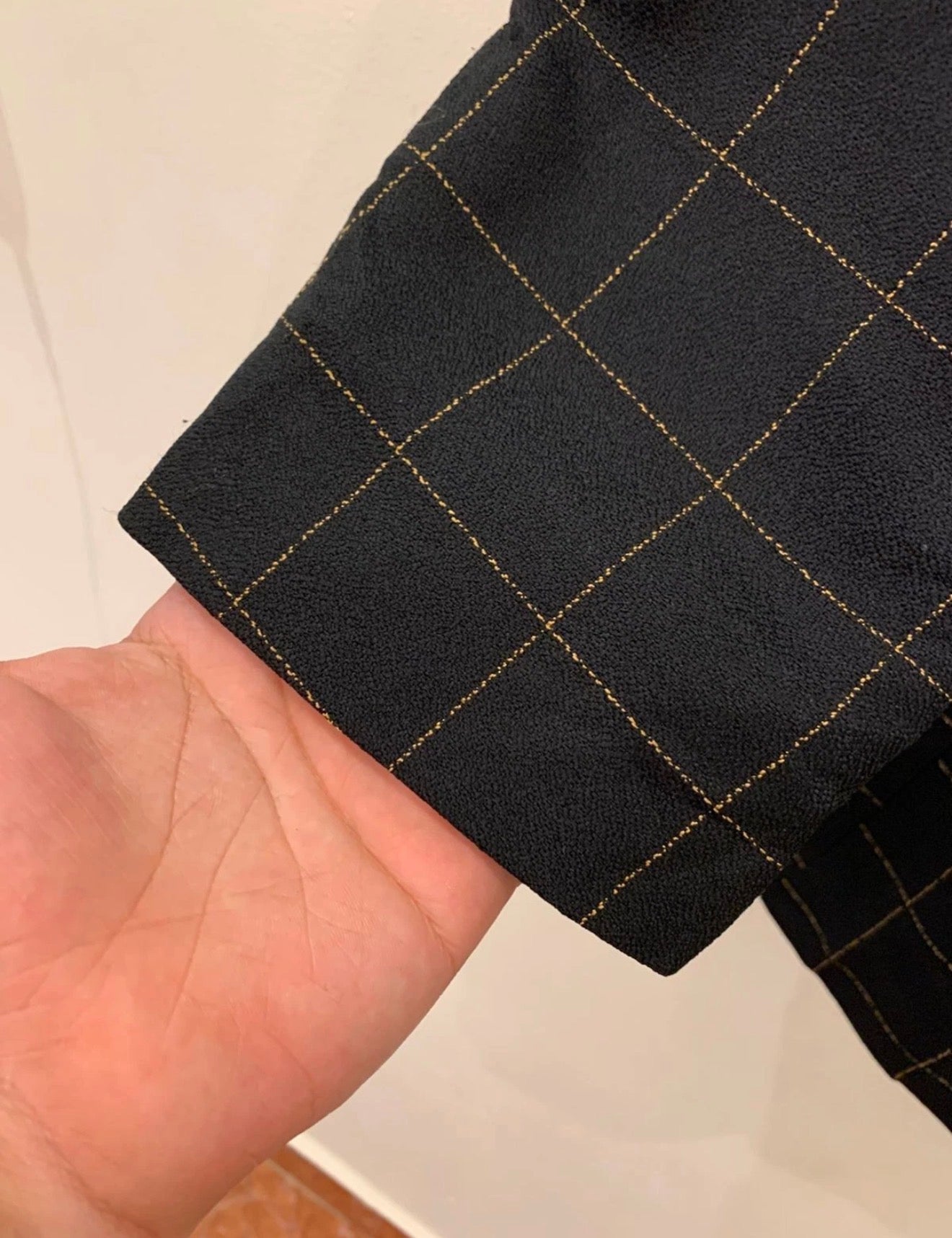 Vintage woollen wool Windowpane gold button classic jacket blazer 38L 38R