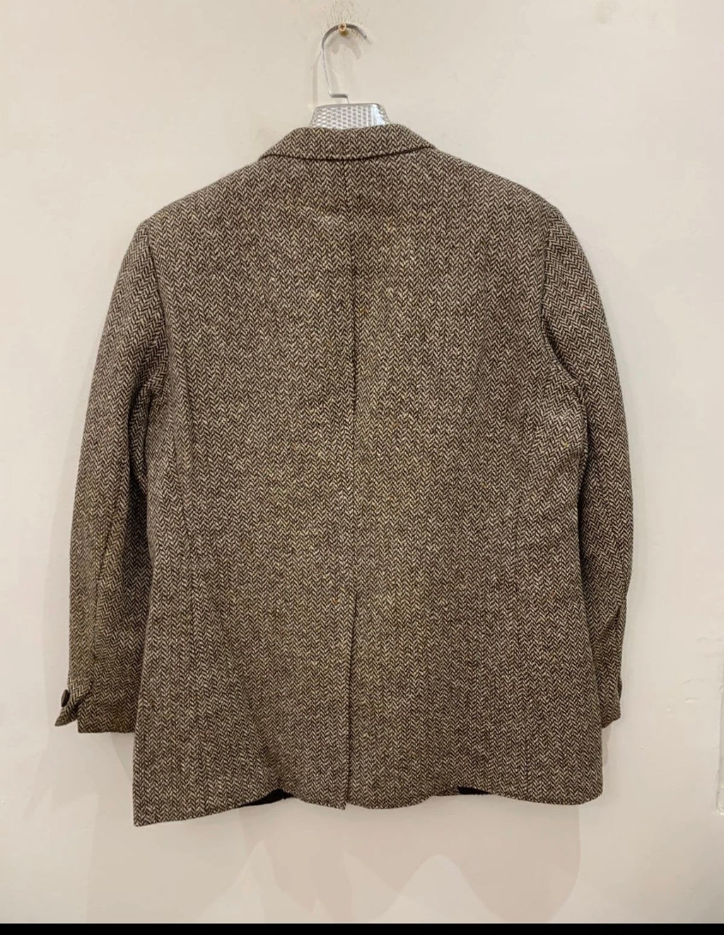1970s Vintage pure wool handwoven tweed herringbone hunting jacket blazer 40R