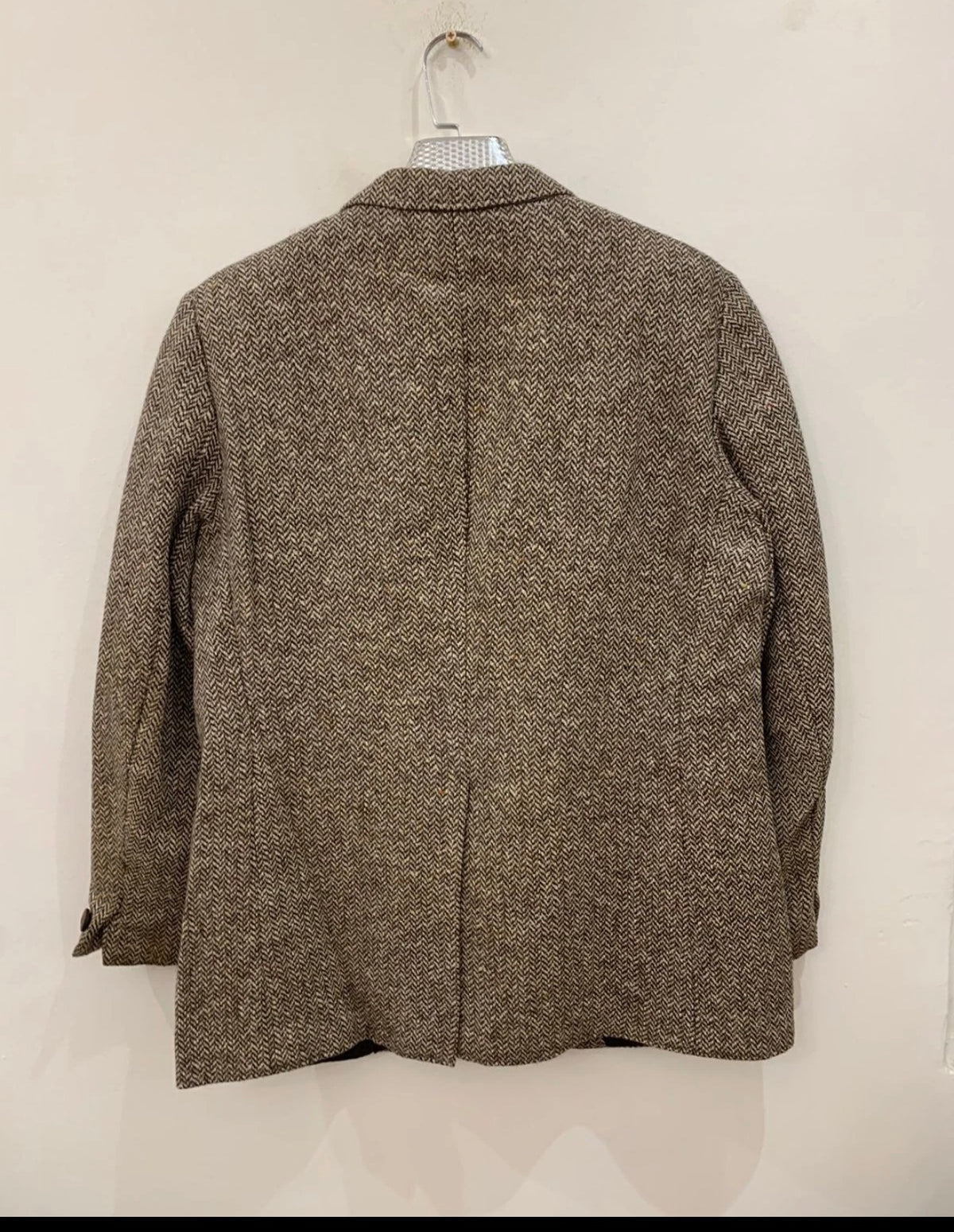 1970s Vintage pure wool handwoven tweed herringbone hunting jacket blazer 40R