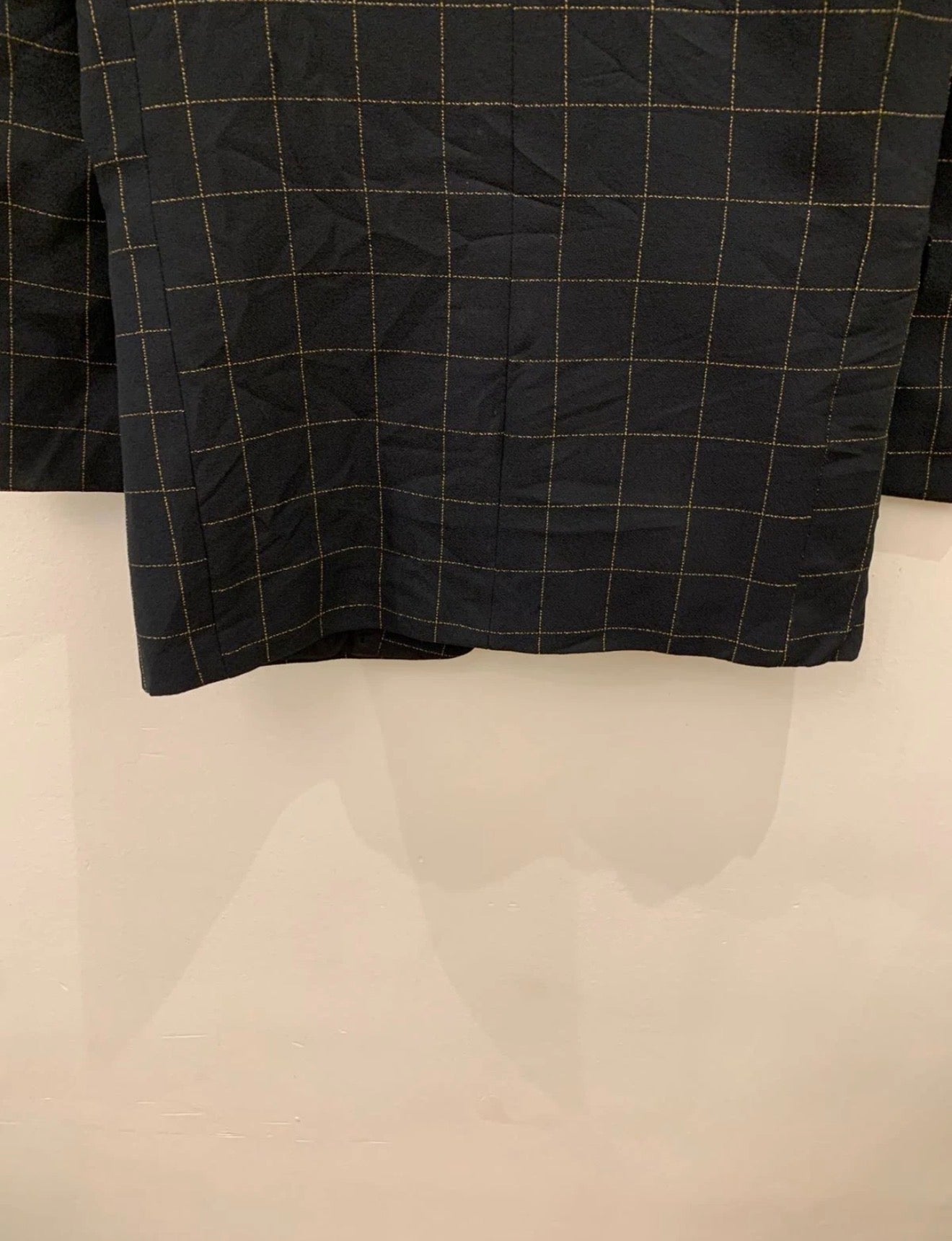Vintage woollen wool Windowpane gold button classic jacket blazer 38L 38R