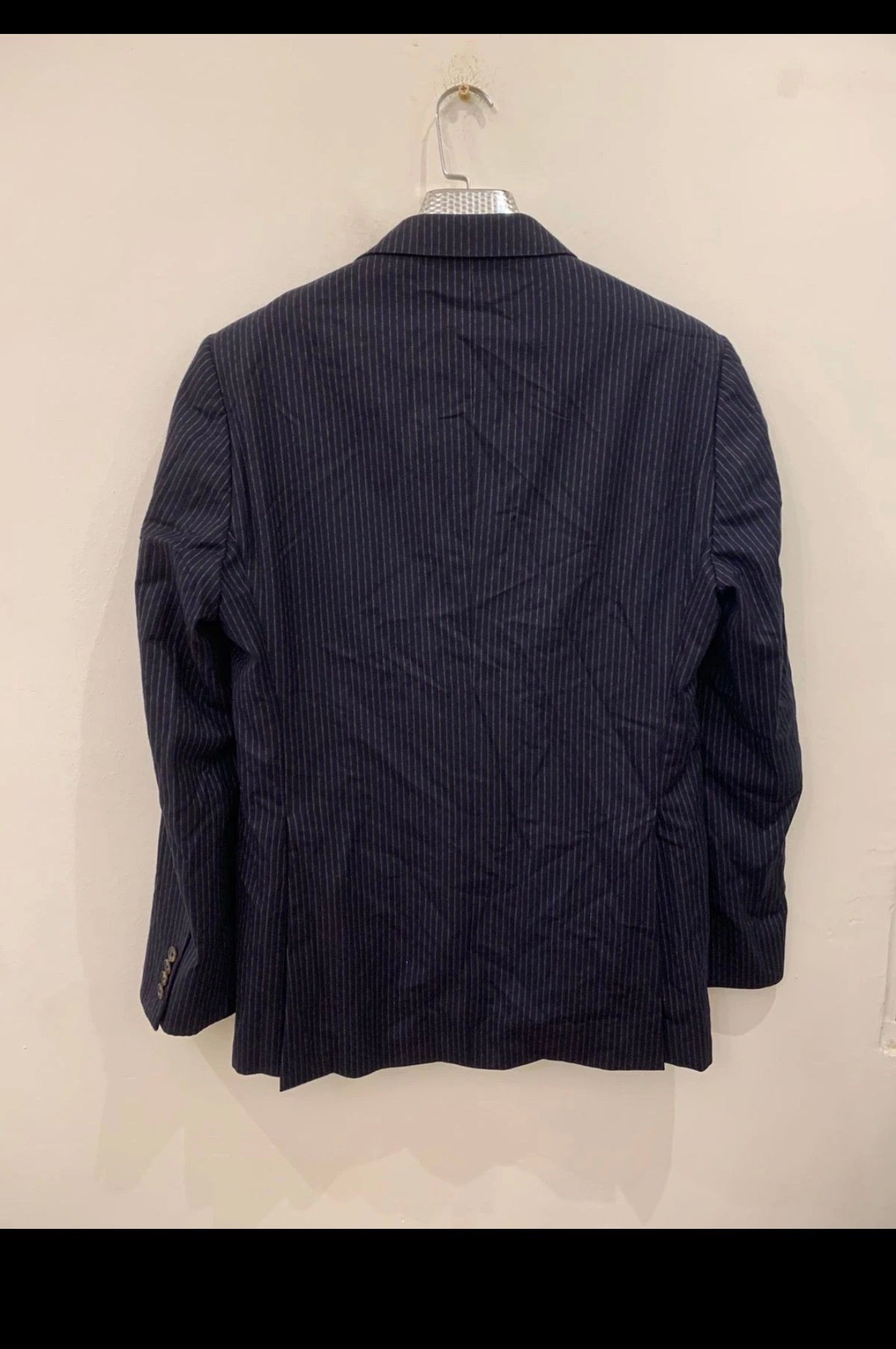 Vintage Sutoria wool cashmere pinstripe classic navy 2 button suit 38L 38R