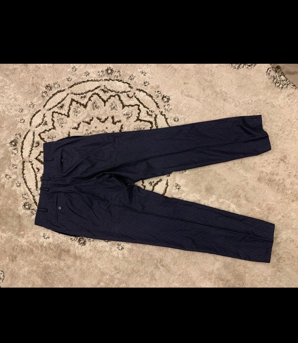 Vintage Sutoria wool cashmere pinstripe classic navy 2 button suit 38L 38R