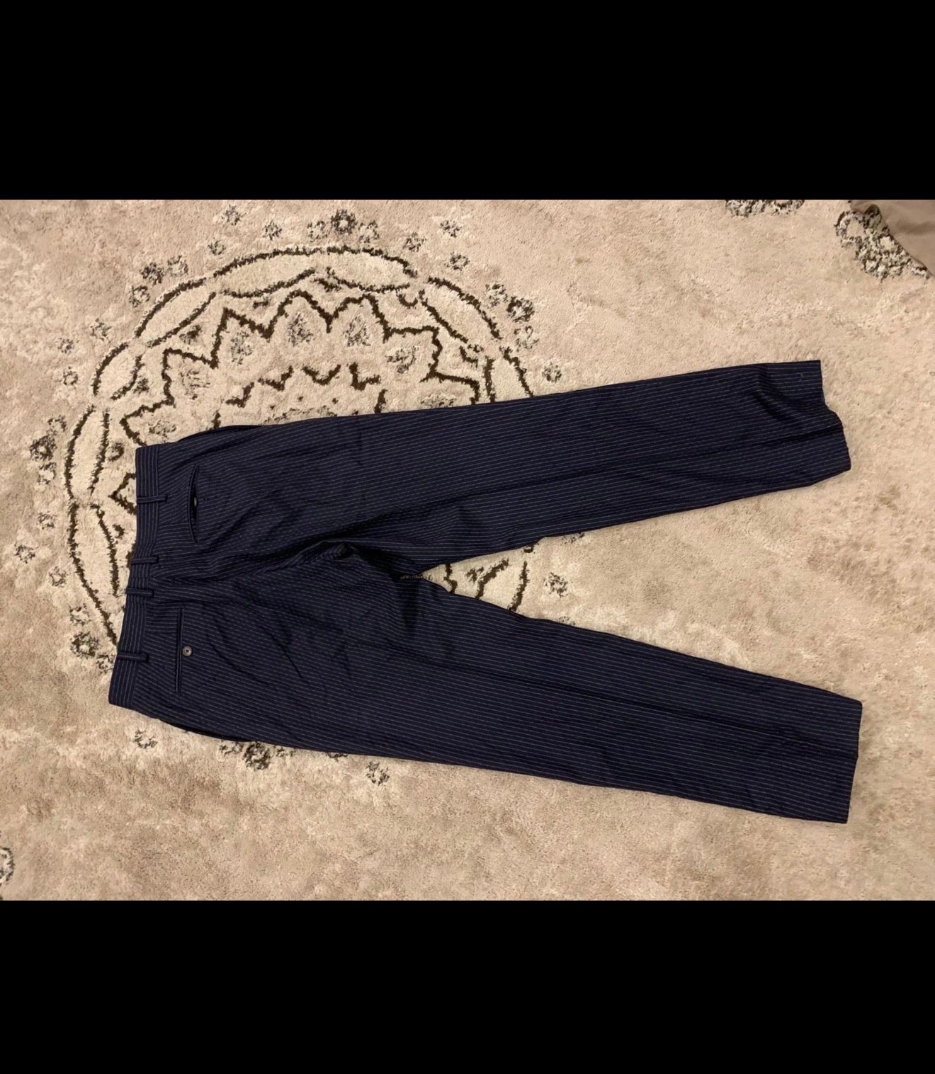 Vintage Sutoria wool cashmere pinstripe classic navy 2 button suit 38L 38R