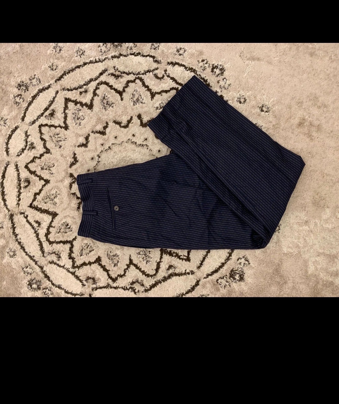 Vintage Sutoria wool cashmere pinstripe classic navy 2 button suit 38L 38R