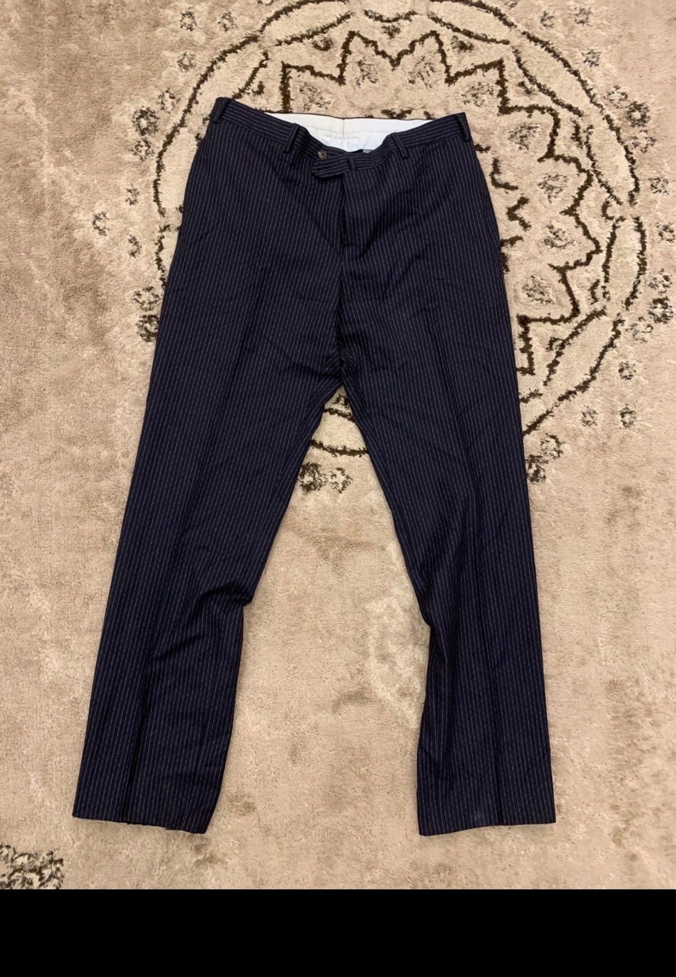 Vintage Sutoria wool cashmere pinstripe classic navy 2 button suit 38L 38R