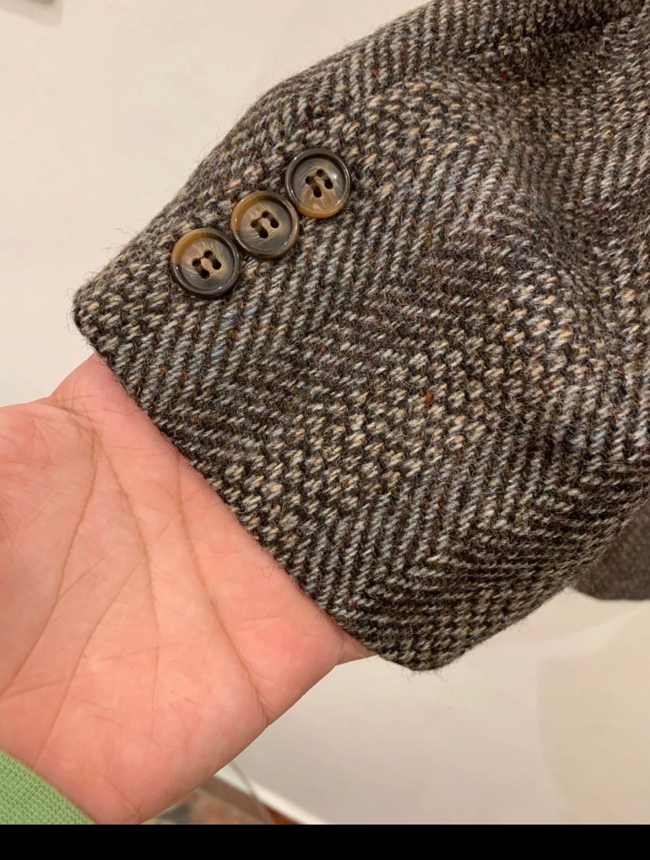 Vintage pure wool tweed camouflage brown classic hunting jacket blazer 42R 42L