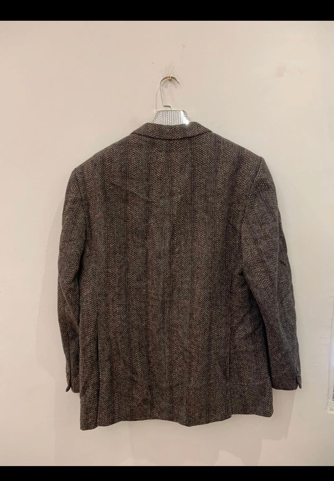Vintage pure wool tweed camouflage brown classic hunting jacket blazer 42R 42L
