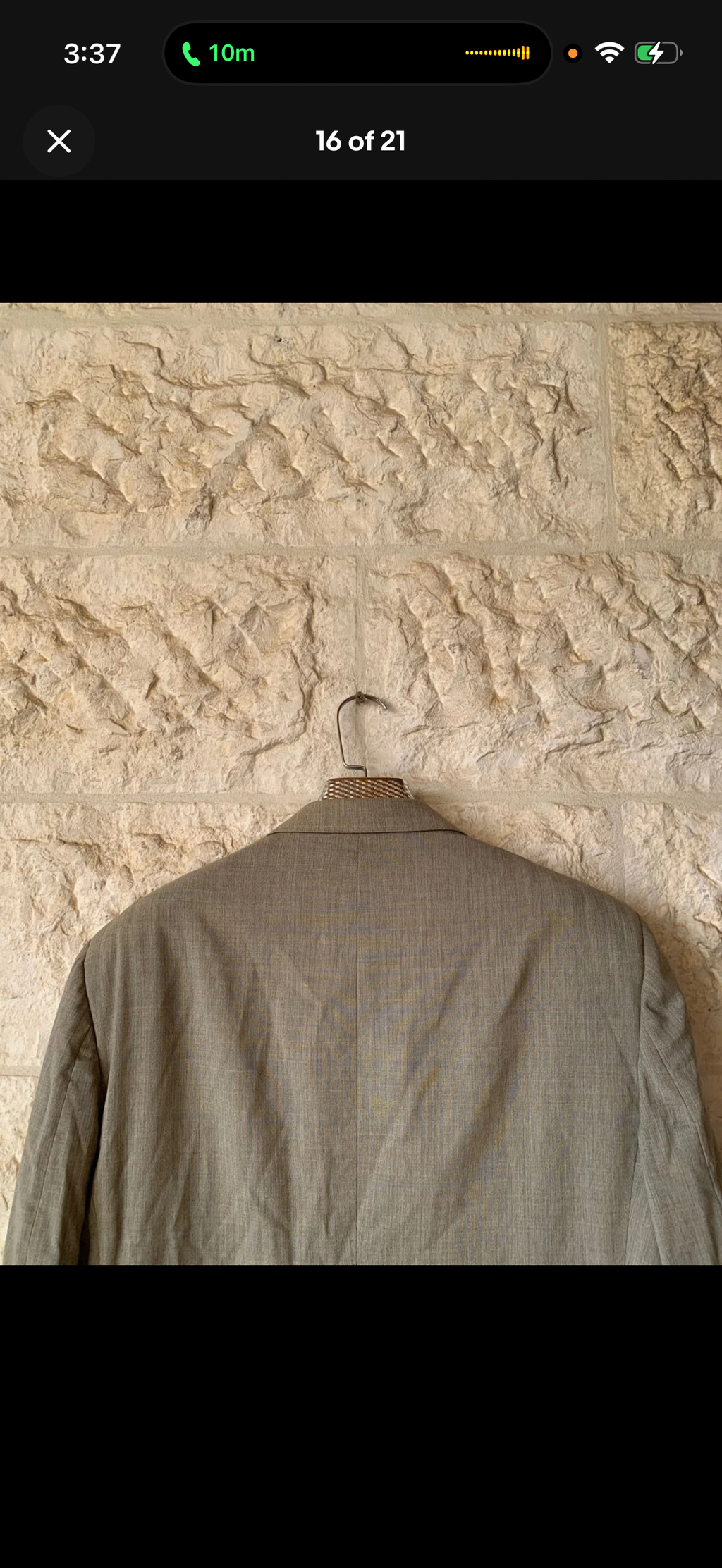 Vintage Super 100s wool Windowpane beige classic 3 button suit 44L