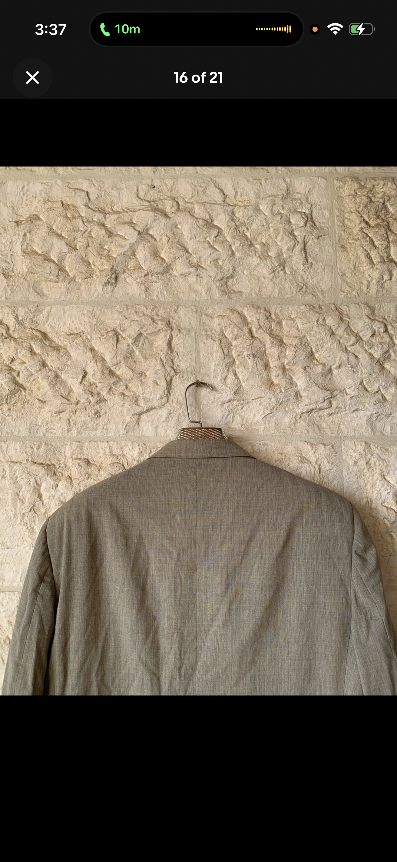 Vintage Super 100s wool Windowpane beige classic 3 button suit 44L