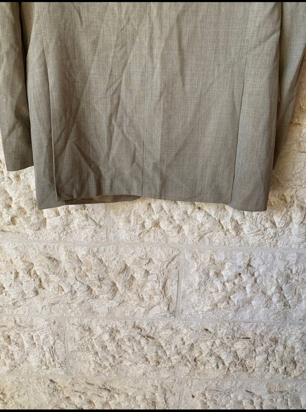 Vintage Super 100s wool Windowpane beige classic 3 button suit 44L