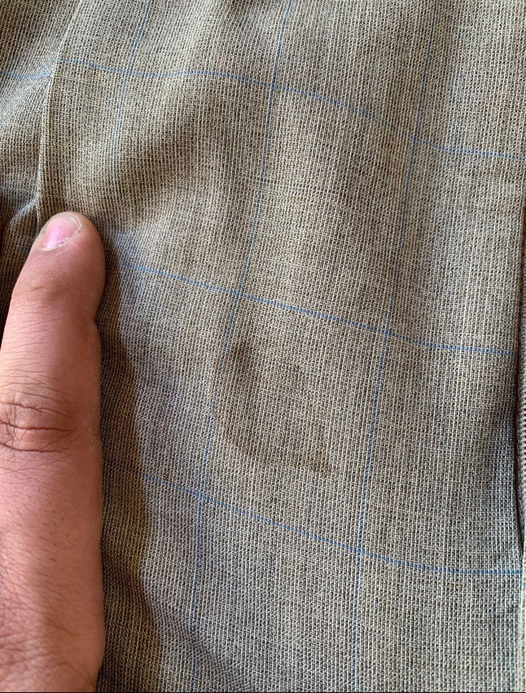 Vintage Super 100s wool Windowpane beige classic 3 button suit 44L