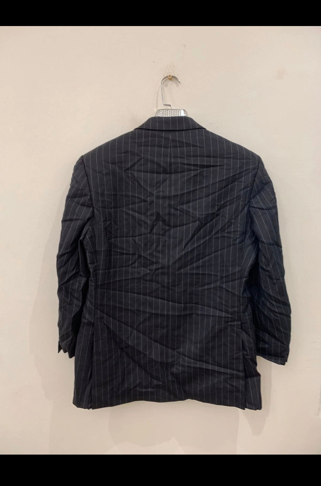 Vintage Aquascutum Superfine pure wool charcoal chalk stripes suit 38S
