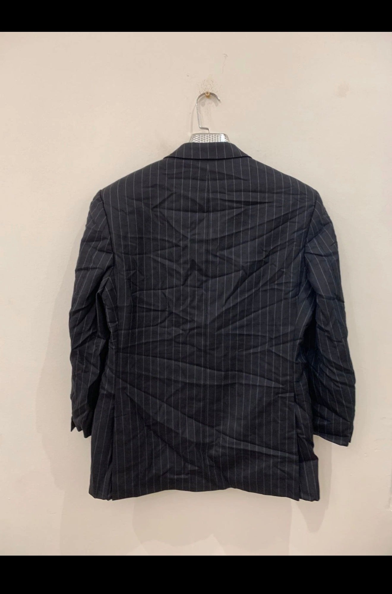 Vintage Aquascutum Superfine pure wool charcoal chalk stripes suit 38S