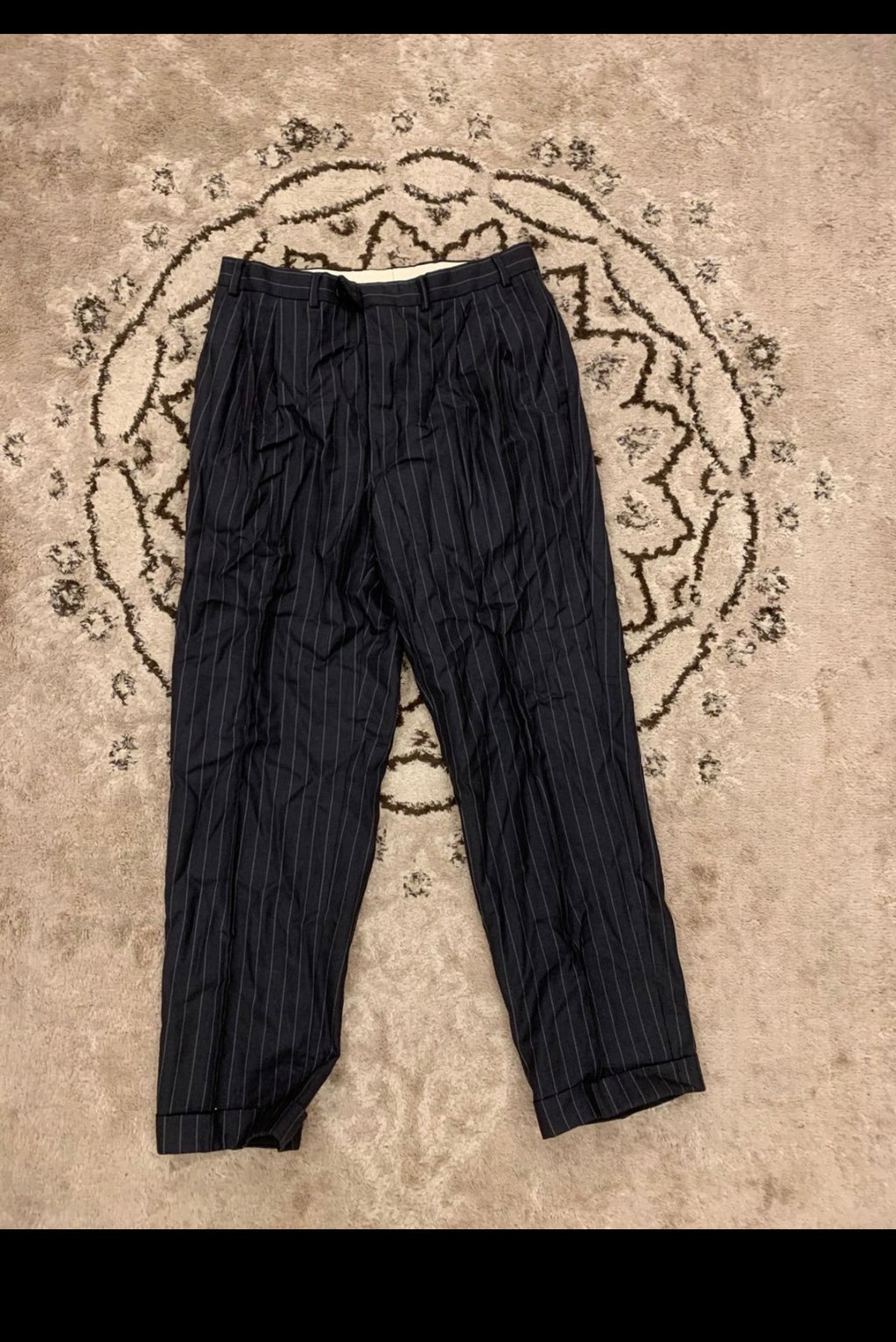 Vintage Aquascutum Superfine pure wool charcoal chalk stripes suit 38S