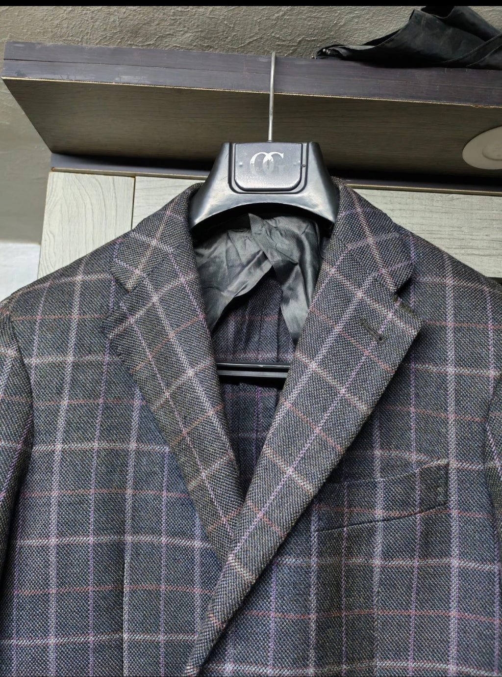 Ferre Milano pure wool soft tweed Windowpane charcoal classic jacket blazer 40R