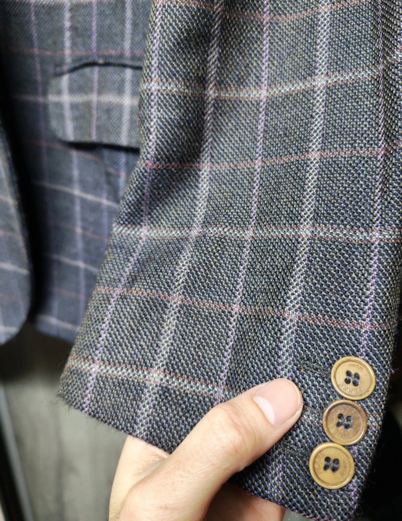 Ferre Milano pure wool soft tweed Windowpane charcoal classic jacket blazer 40R