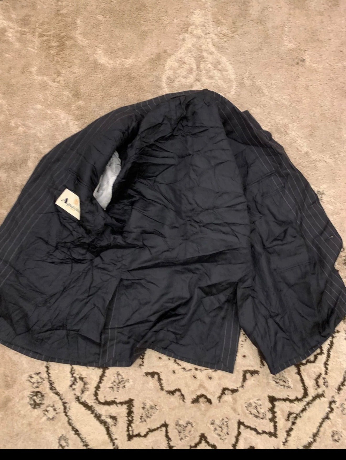 Vintage Aquascutum Superfine pure wool charcoal chalk stripes suit 38S