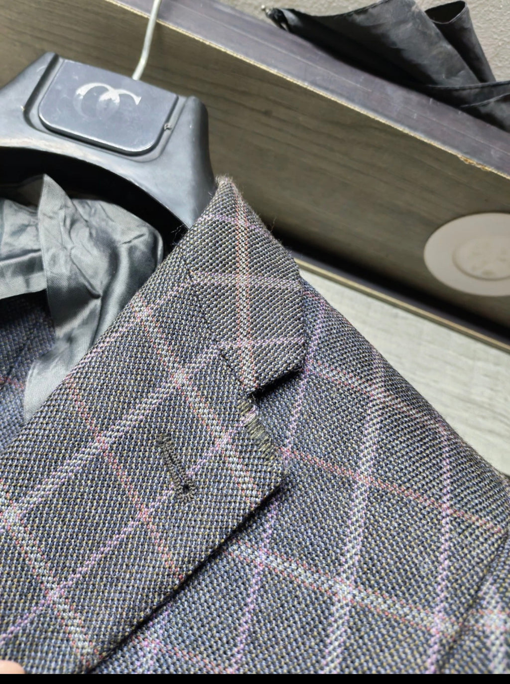 Ferre Milano pure wool soft tweed Windowpane charcoal classic jacket blazer 40R