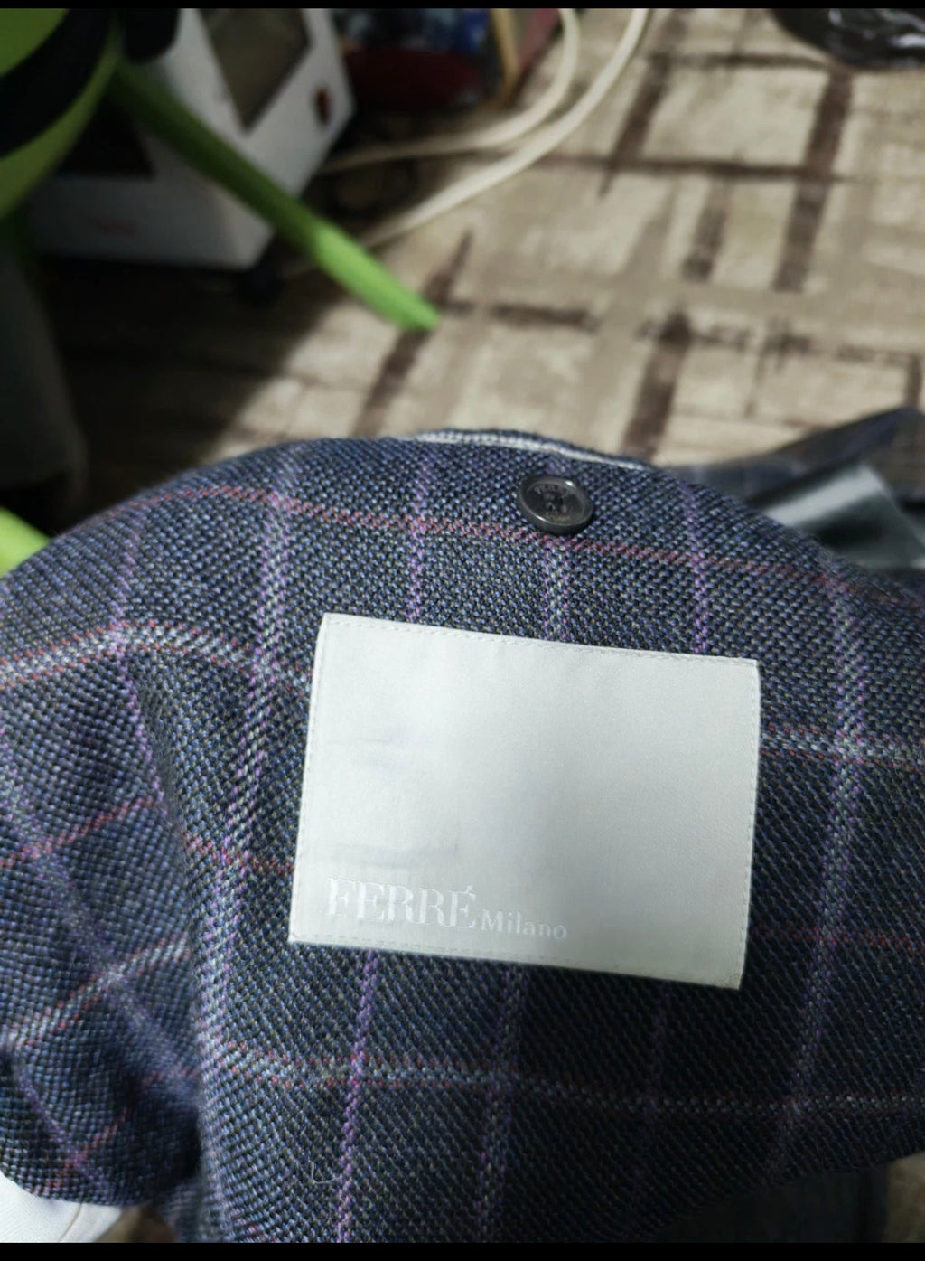 Ferre Milano pure wool soft tweed Windowpane charcoal classic jacket blazer 40R