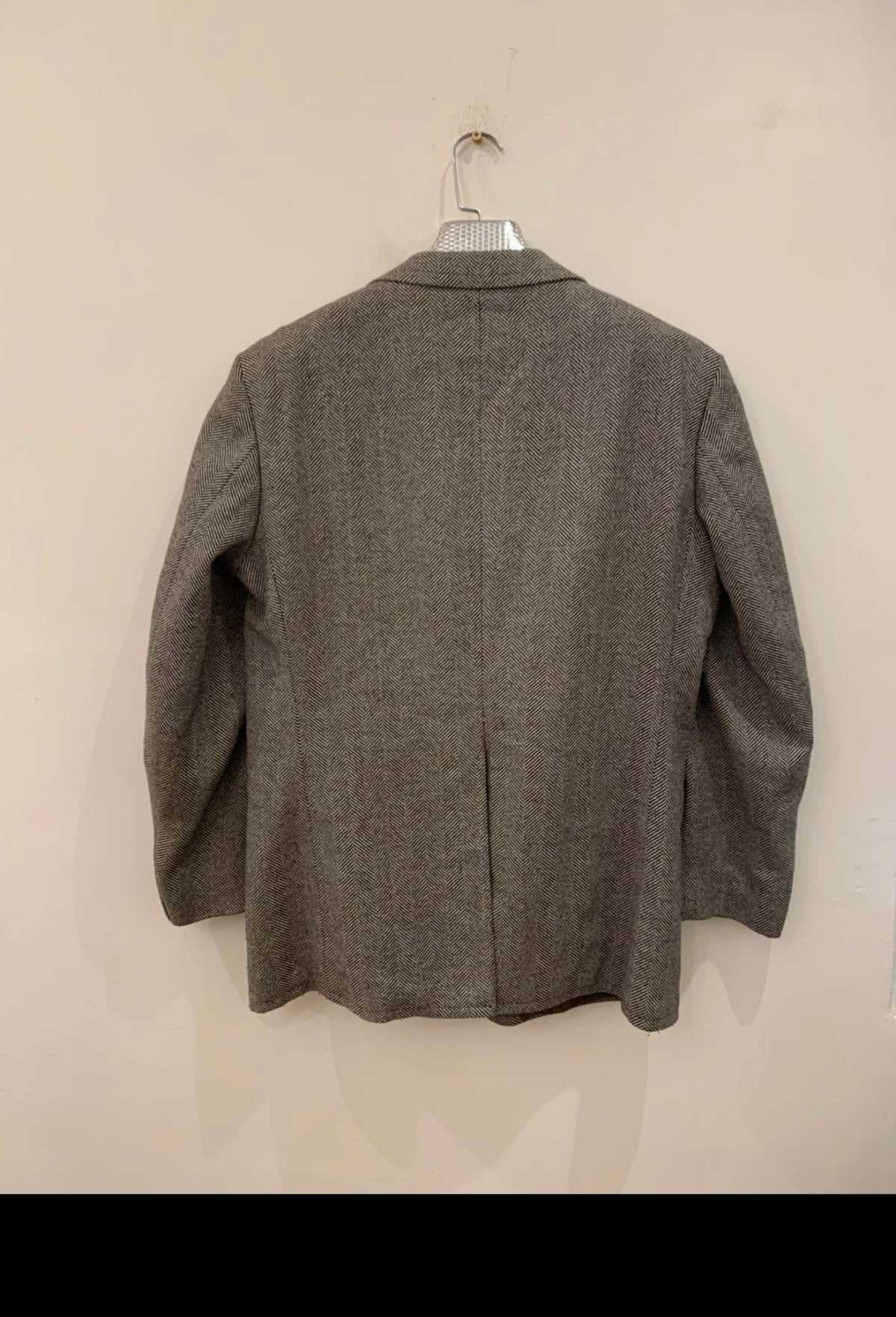 1970s Vintage pure wool tweed herringbone brown beige hunting jacket blazer 42R