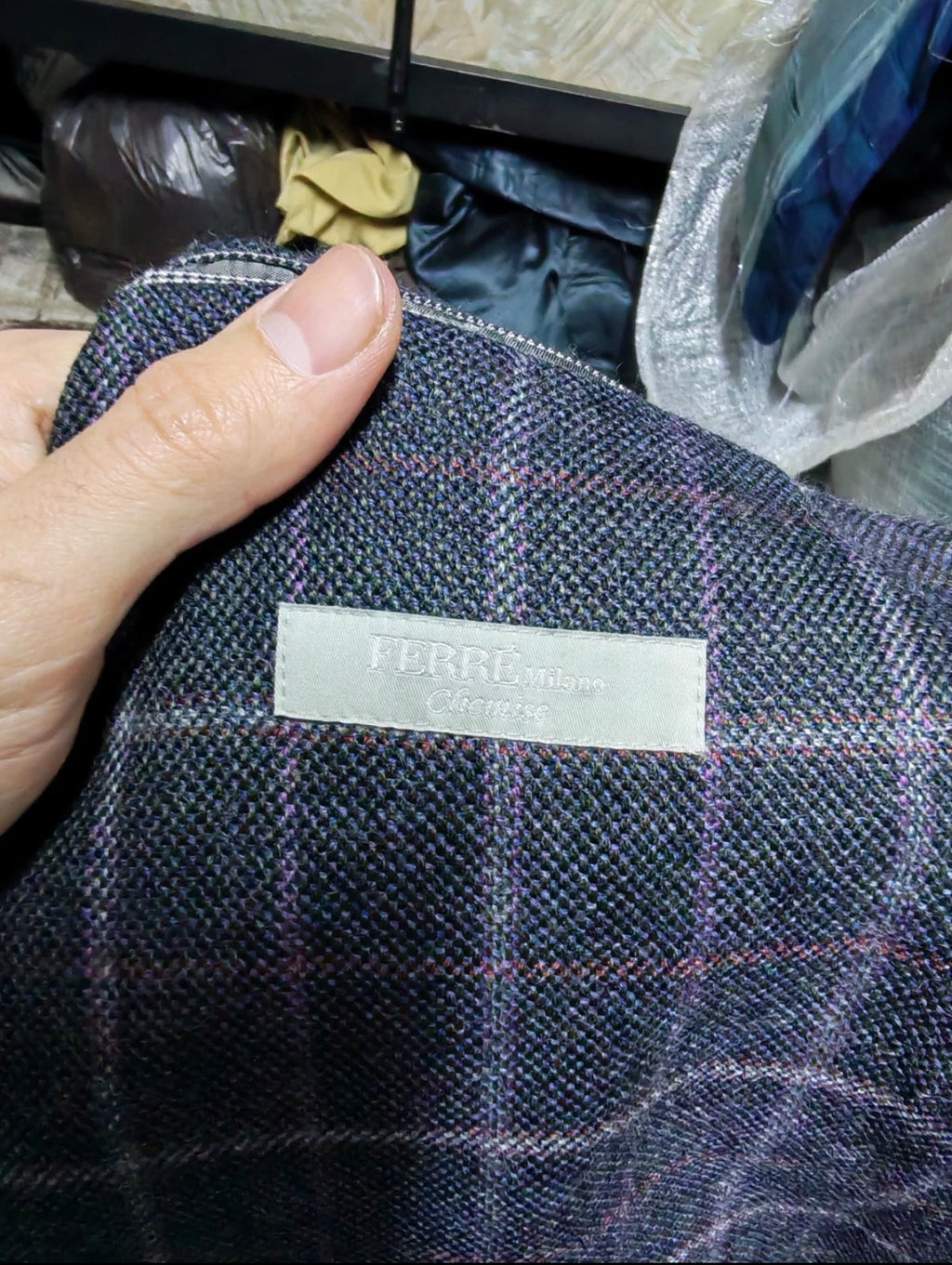 Ferre Milano pure wool soft tweed Windowpane charcoal classic jacket blazer 40R
