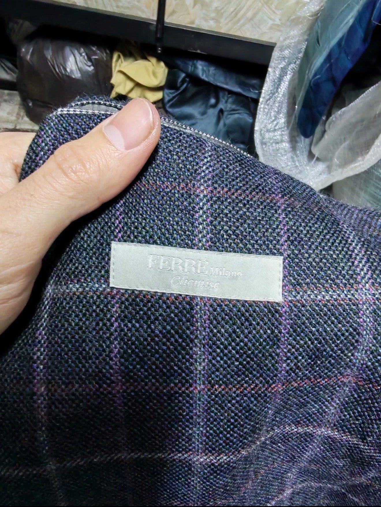 Ferre Milano pure wool soft tweed Windowpane charcoal classic jacket blazer 40R