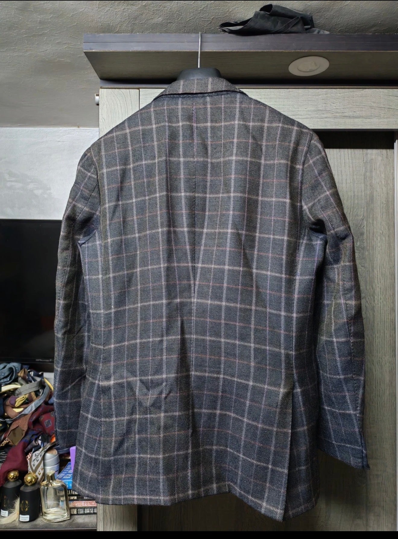 Ferre Milano pure wool soft tweed Windowpane charcoal classic jacket blazer 40R