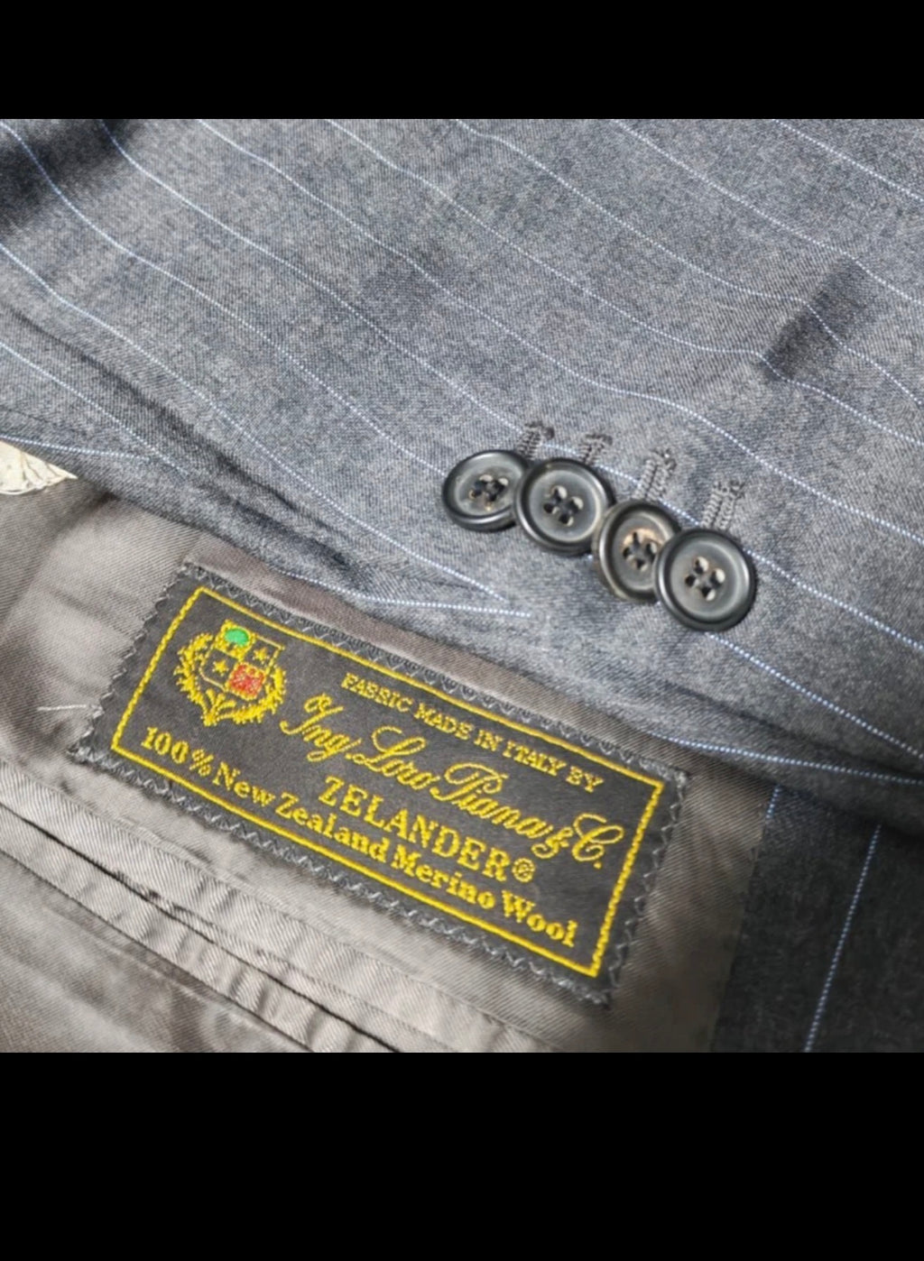 Vintage 100% New Zealand Merino wool Loro Piana classic charcoal suit 42L 42R